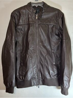 LOB Women’s Dark Brown Faux Leather Bomber Jacket XS